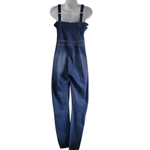 GUESS Denim Fitted Jumpsuit Blue Wash Small Western country - Picture 4 of 10